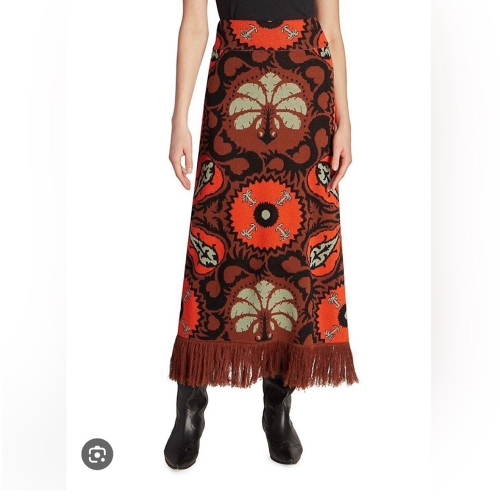 Johanna Ortiz Highest Point Palm-Print Jacquard Midi Skirt